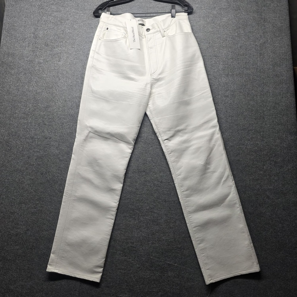 AGOLDE 90's Pinch Waist Recycled Leather Straight Leg Pants Wisp 29 - Picture 1 of 8